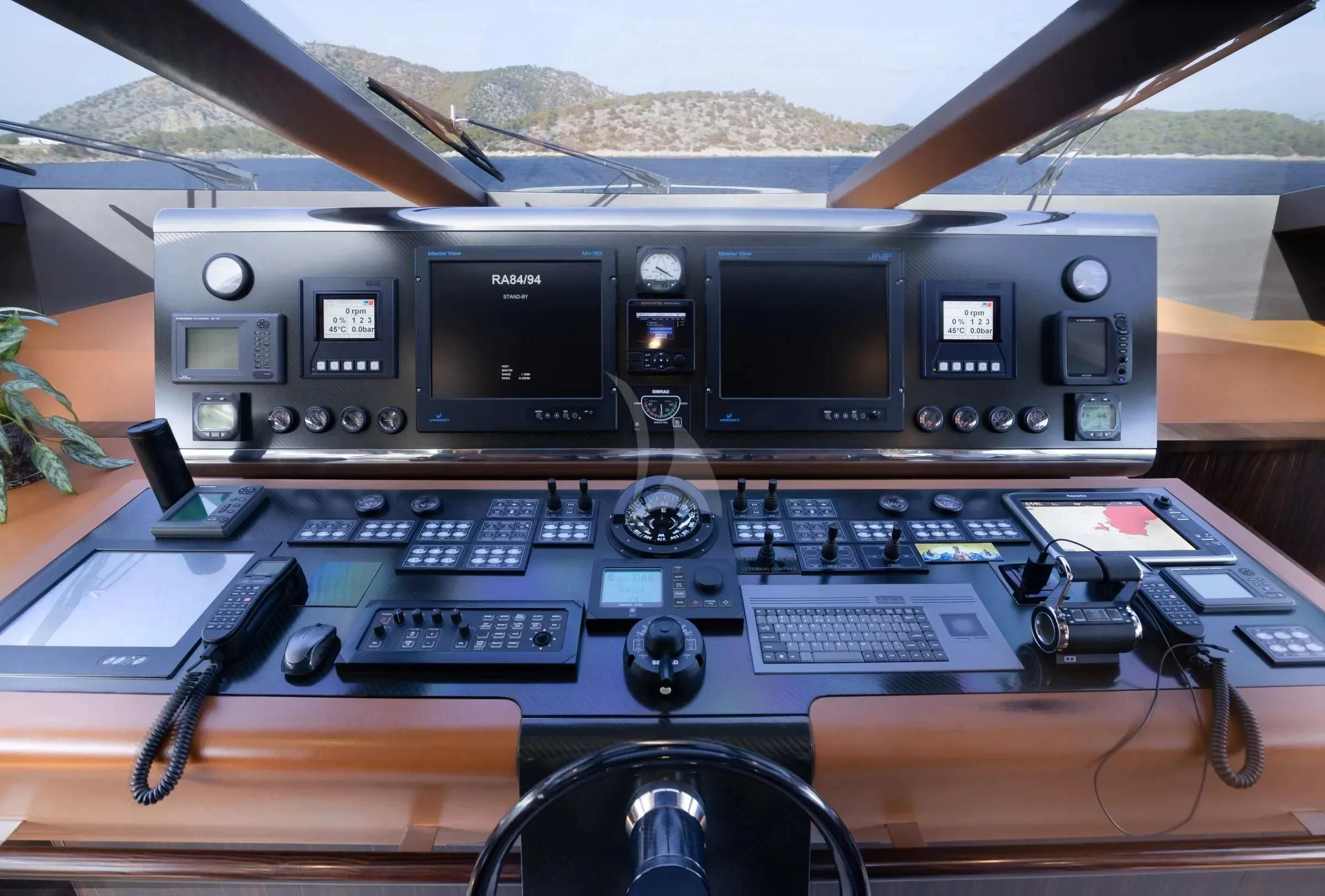 a control panel of a vehicle aboard MAC Yacht for Sale
