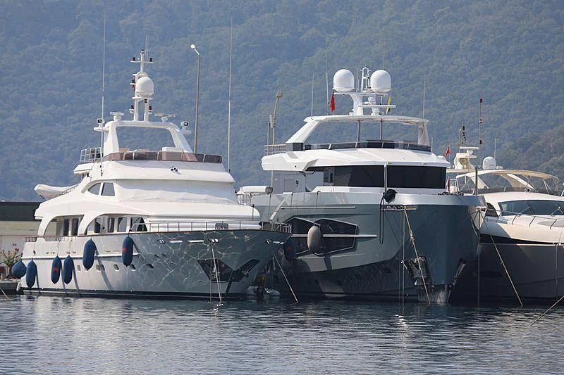 several boats docked in a harbor aboard Q.M Yacht for Sale