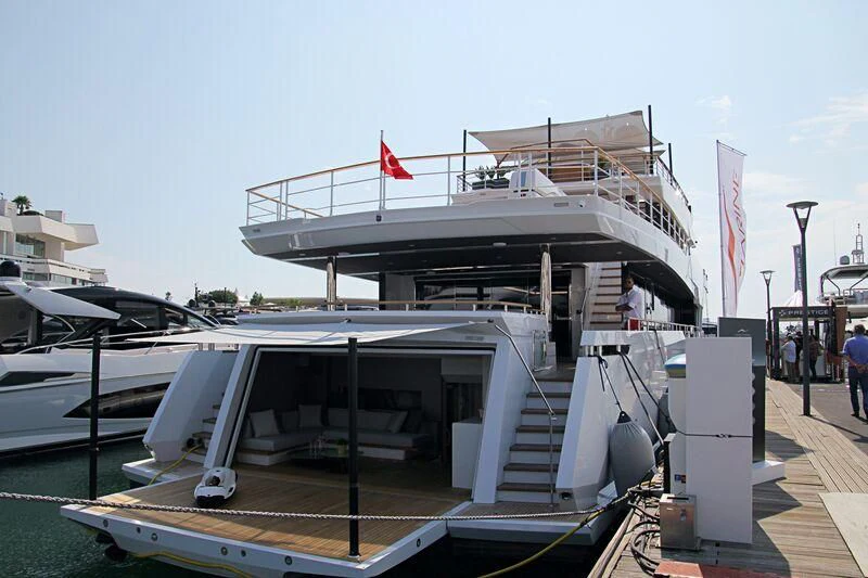 a boat on the dock aboard ALAIA Yacht for Sale