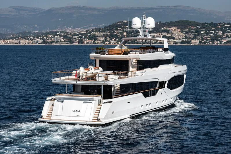 a boat on the water aboard ALAIA Yacht for Sale