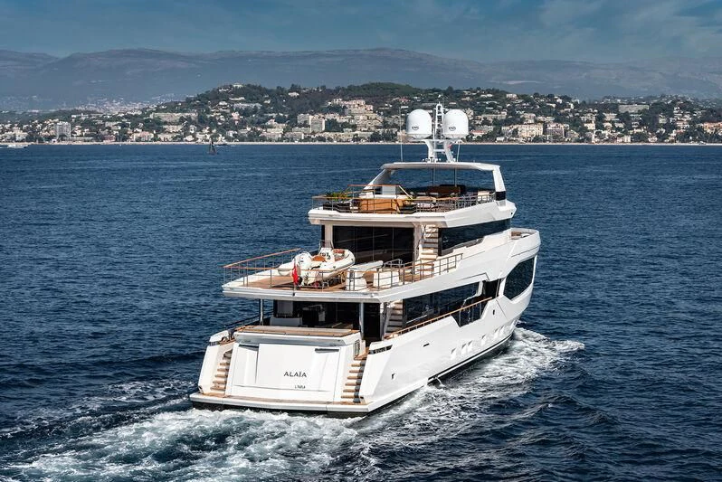 a boat on the water aboard ALAIA Yacht for Sale