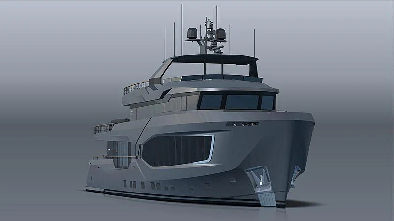a white boat in the water aboard ALAIA Yacht for Sale