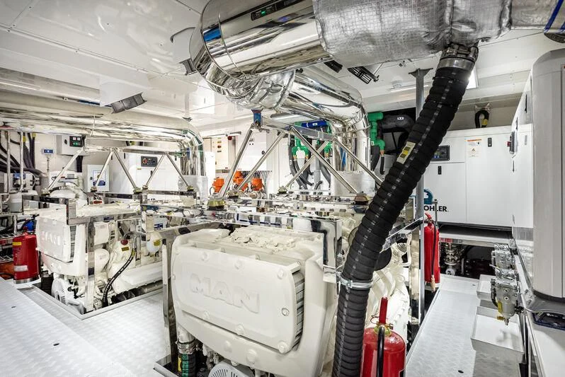 a large white machine in a factory aboard ALAIA Yacht for Sale