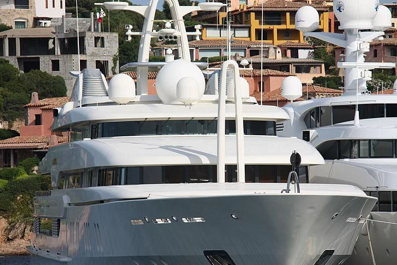 a yacht docked in a harbor aboard MONTKAJ Yacht for Sale