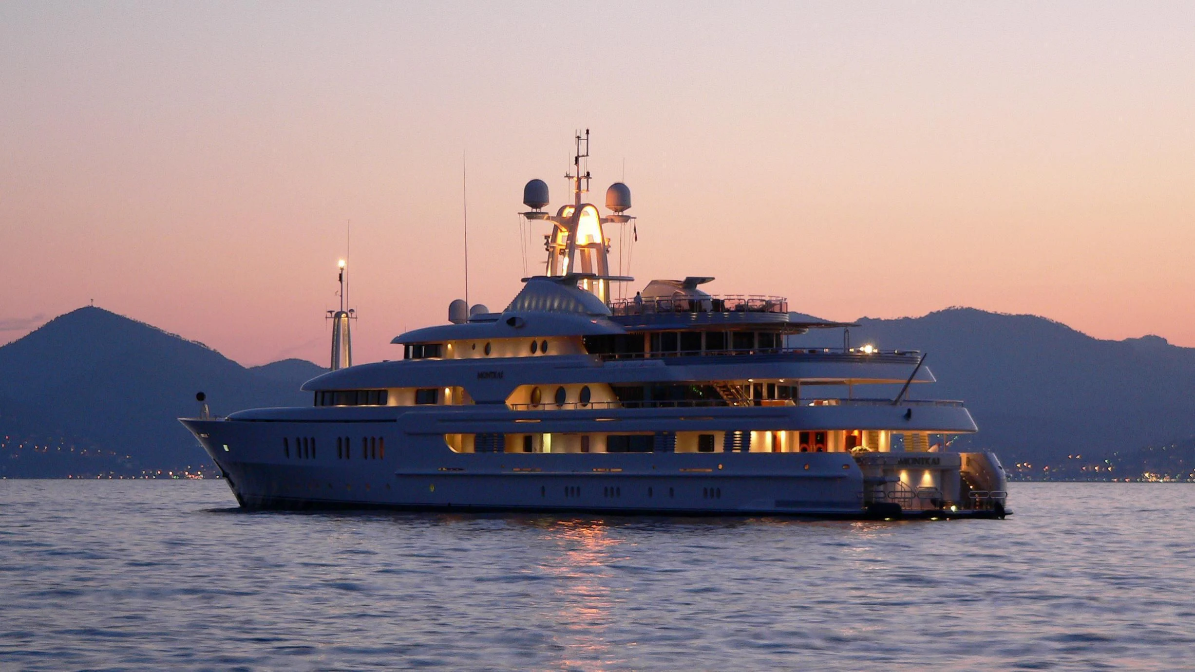 a large ship in the water aboard MONTKAJ Yacht for Sale