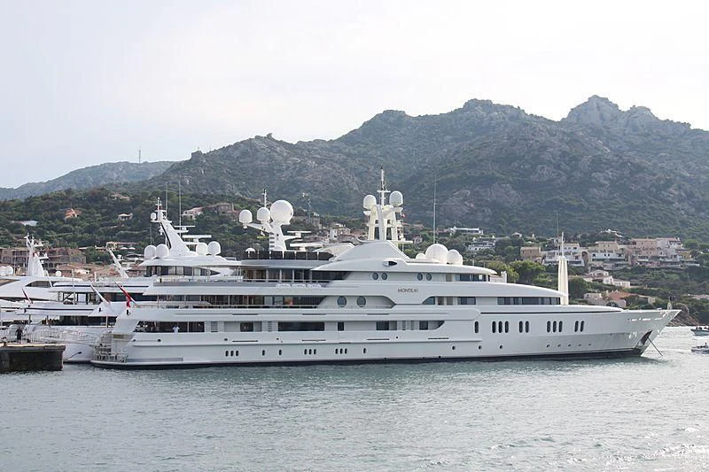 a large white ship aboard MONTKAJ Yacht for Sale