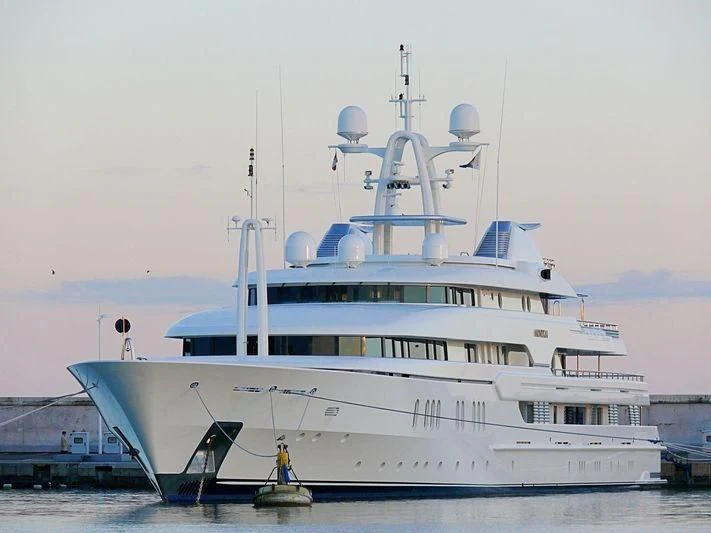 a large white yacht aboard MONTKAJ Yacht for Sale