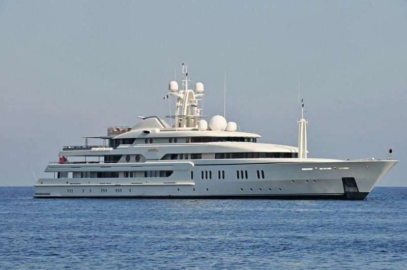 a large white ship aboard MONTKAJ Yacht for Sale
