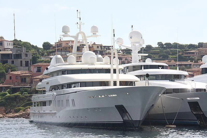 a large white boat in the water aboard MONTKAJ Yacht for Sale