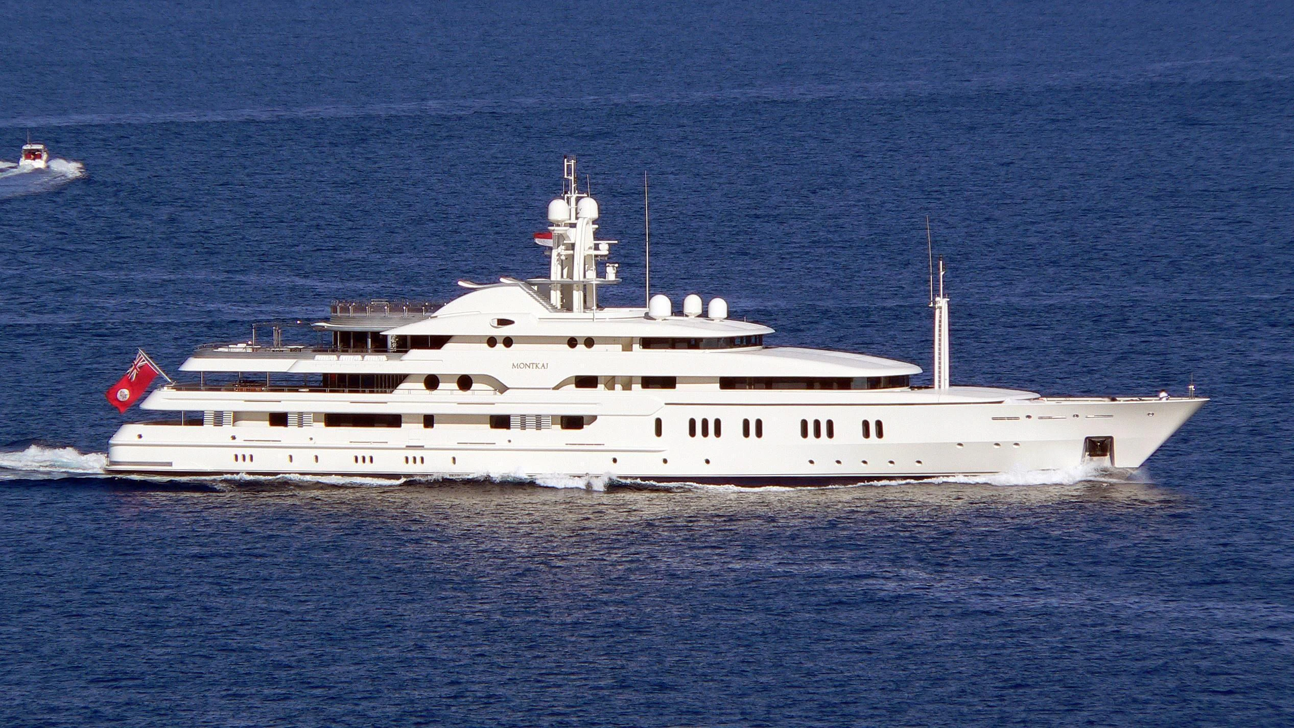 a large white ship in the water aboard MONTKAJ Yacht for Sale