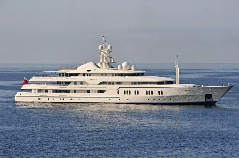 a large white ship in the water aboard MONTKAJ Yacht for Sale