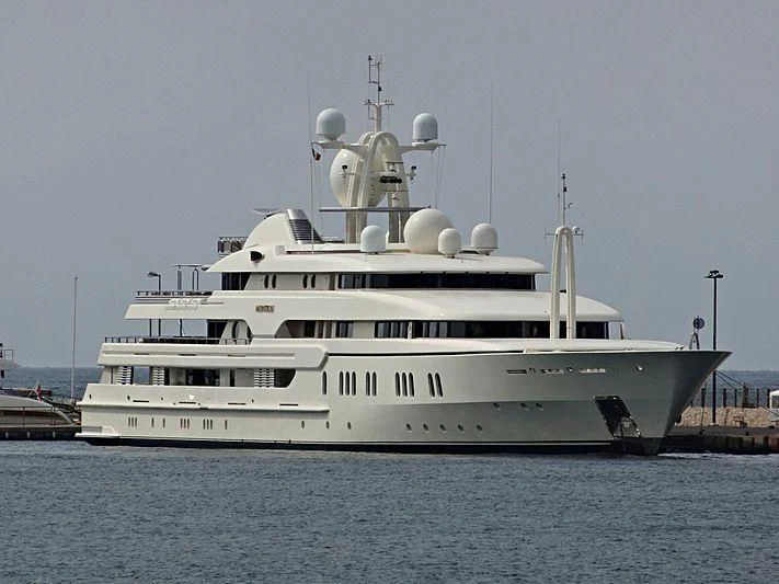 a large white ship aboard MONTKAJ Yacht for Sale