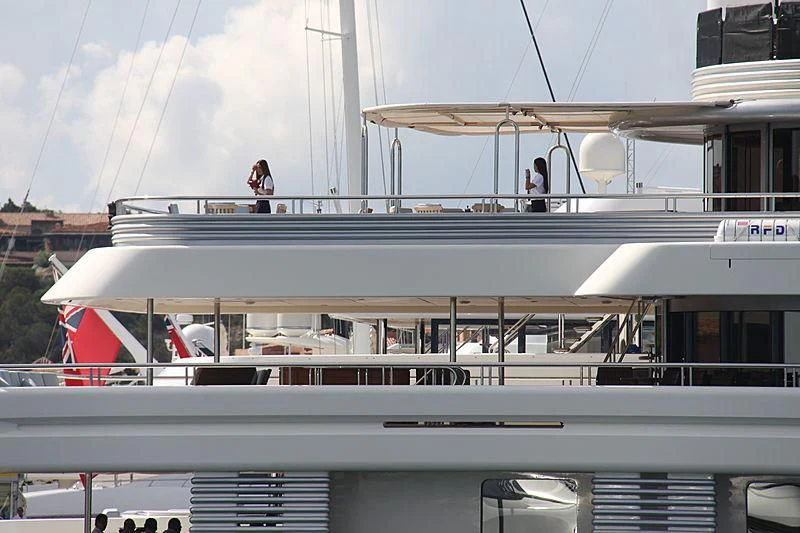 a building with a balcony aboard MONTKAJ Yacht for Sale