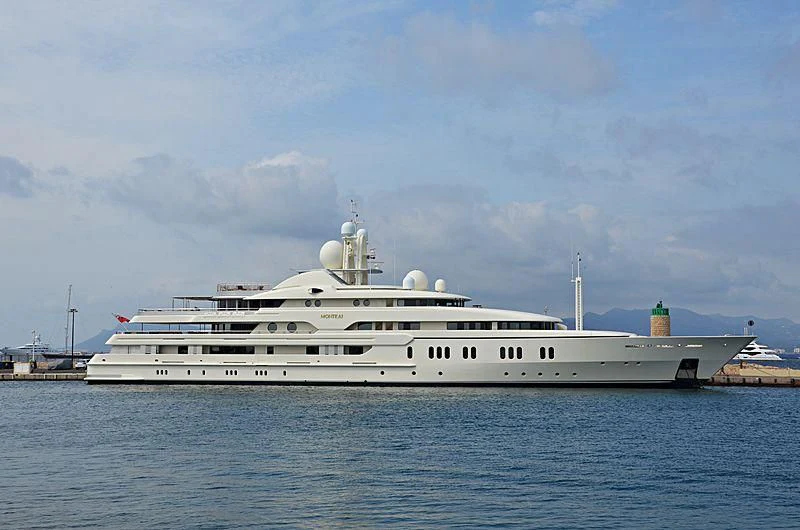 a large white ship aboard MONTKAJ Yacht for Sale