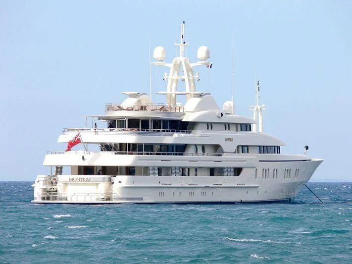 a large white ship aboard MONTKAJ Yacht for Sale