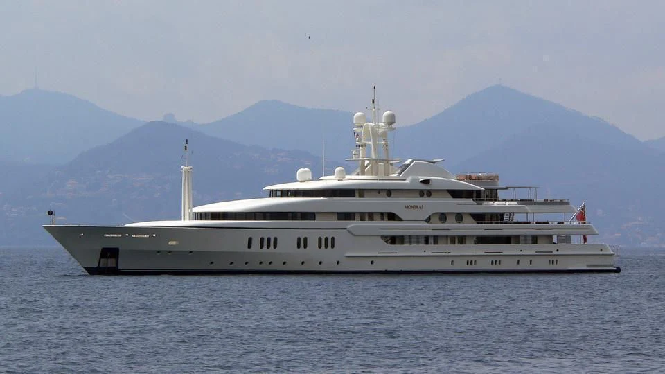 a large ship in the water aboard MONTKAJ Yacht for Sale