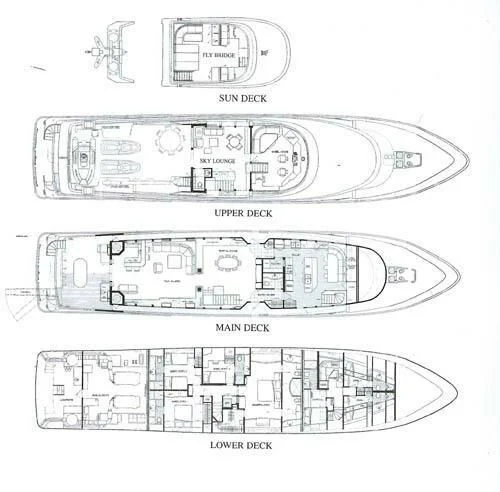 diagram, engineering drawing aboard CHANSON Yacht for Sale
