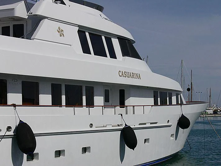 a white yacht in the water aboard CHANSON Yacht for Sale