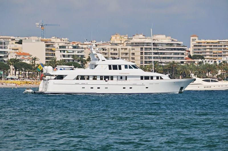 a white yacht in the water aboard CHANSON Yacht for Sale