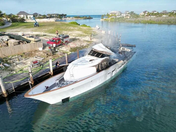 a boat docked at a pier aboard CHANSON Yacht for Sale