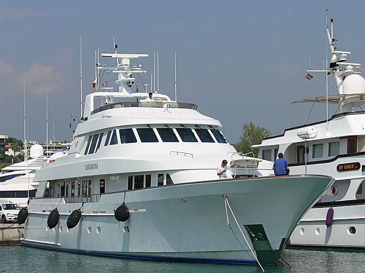 a couple of large white boats aboard CHANSON Yacht for Sale