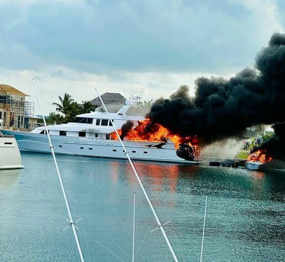 a fire on a boat aboard CHANSON Yacht for Sale