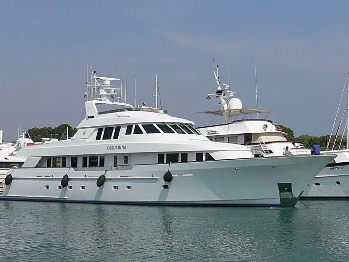 a white yacht in the water aboard CHANSON Yacht for Sale