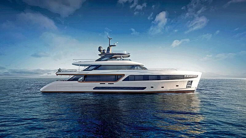 a white yacht in the water aboard BENETTI MOTOPANFILO 37M BMP011 Yacht for Sale