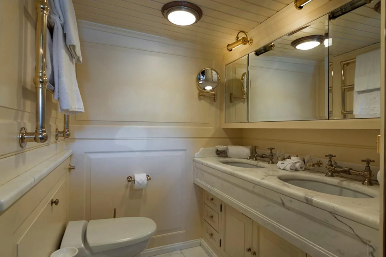 a bathroom with a sink and a toilet aboard LADY MAY OF GLANDORE Yacht for Sale