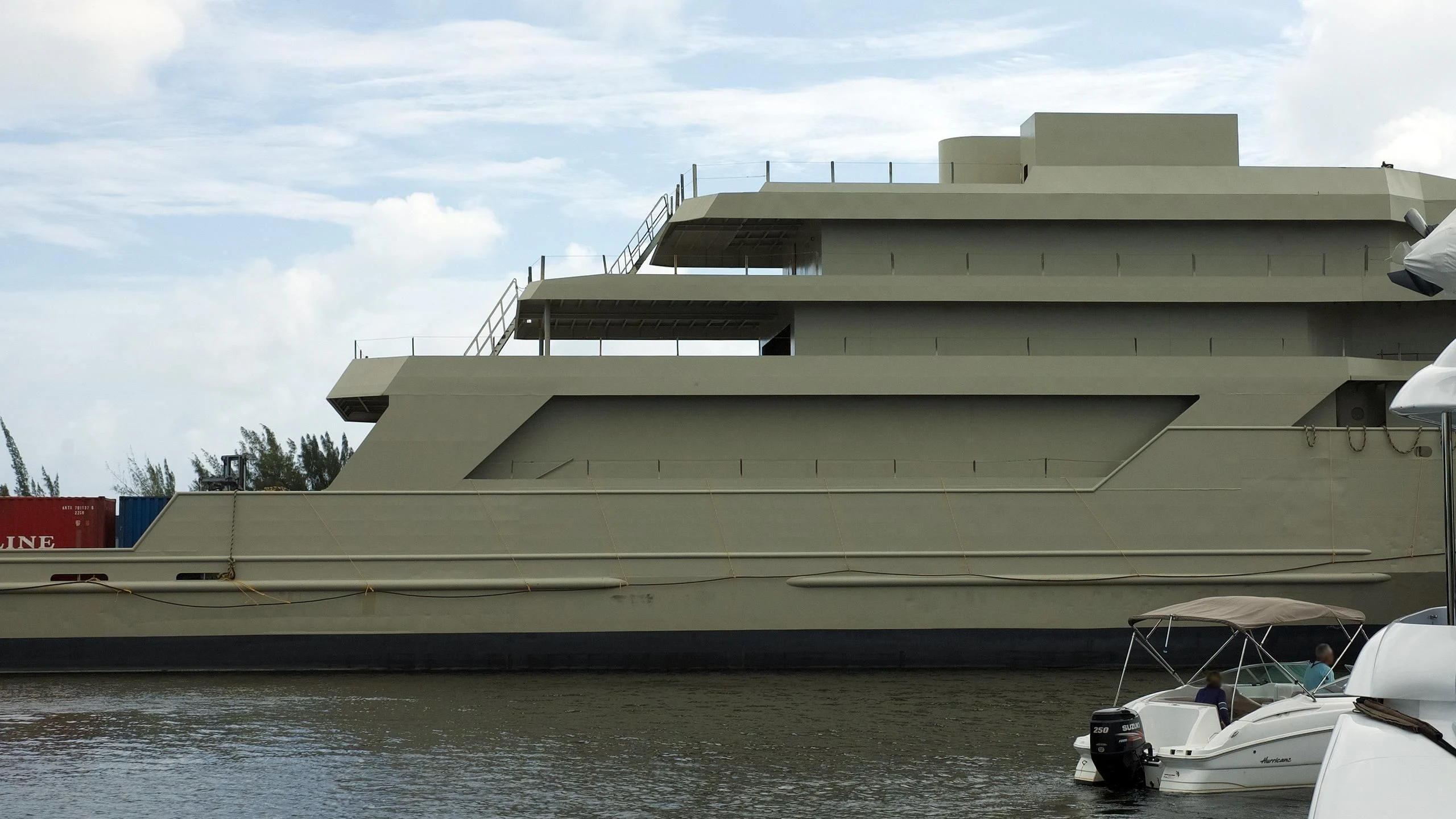 a building with a boat on the side aboard VOYAGER Yacht for Sale