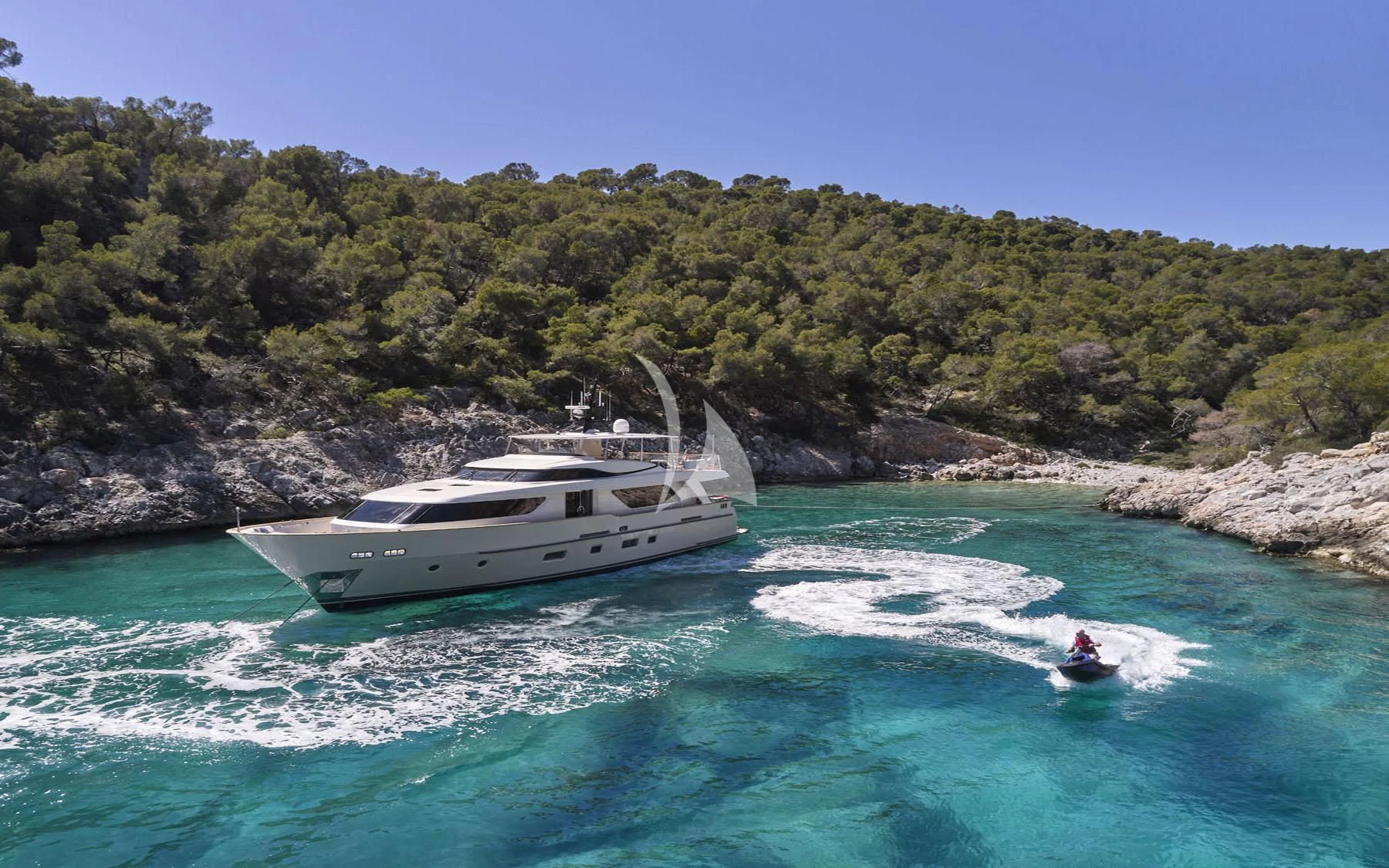 a boat in the water aboard FLOR Yacht for Charter