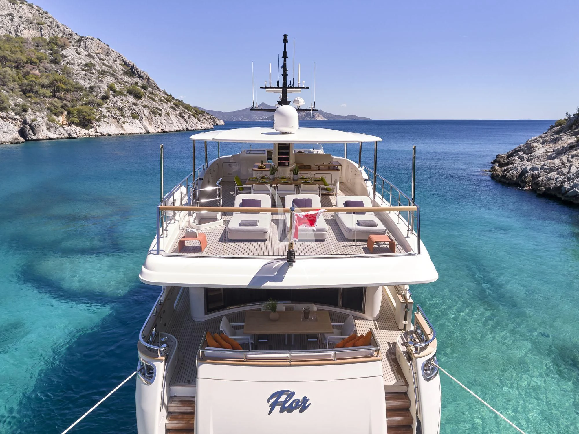a boat on the water aboard FLOR Yacht for Charter