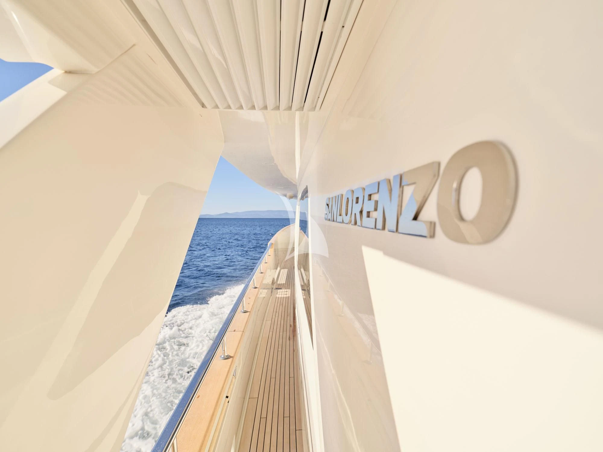 a sign on a white wall aboard FLOR Yacht for Charter