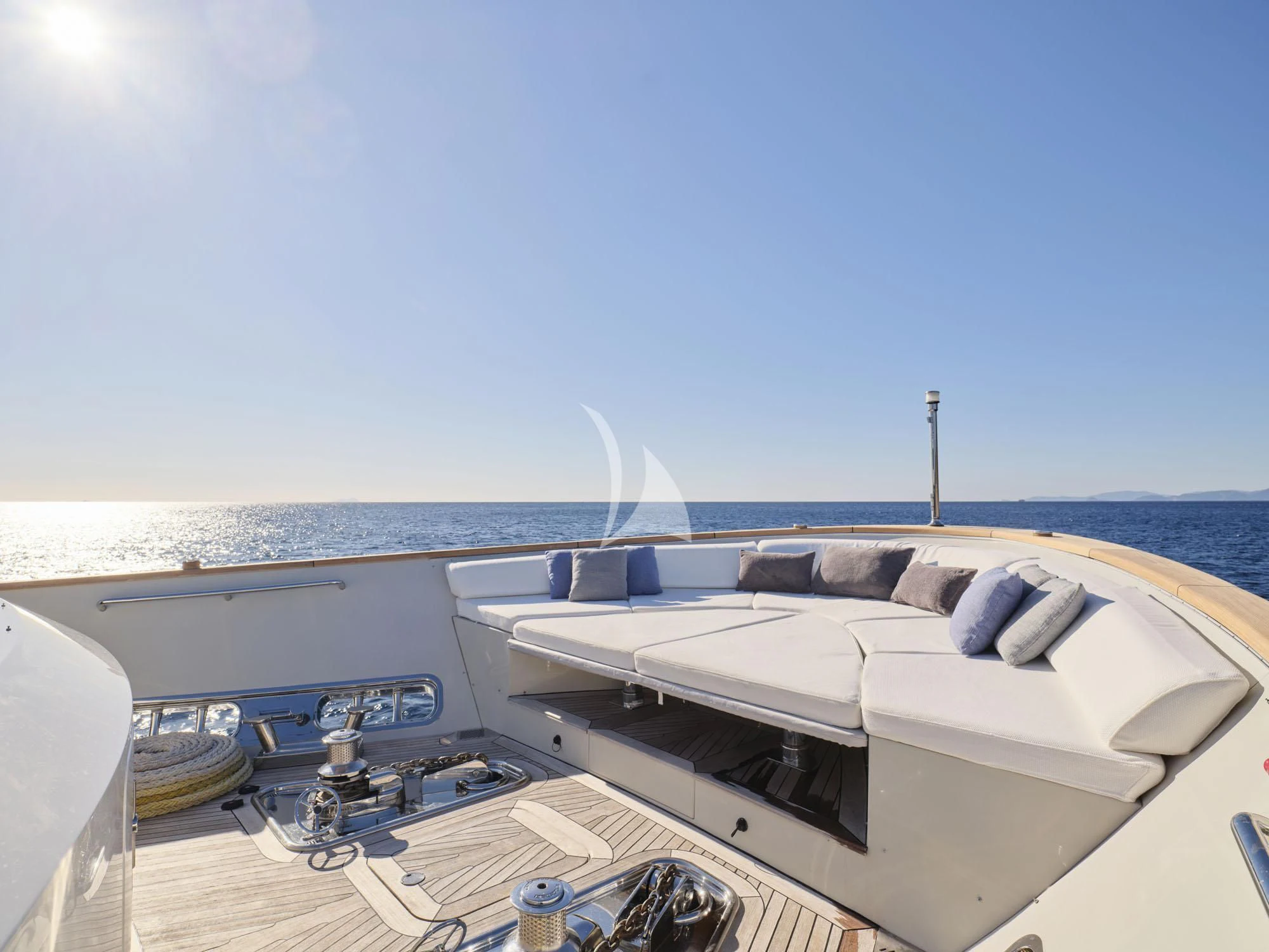 a large boat on the water aboard FLOR Yacht for Charter