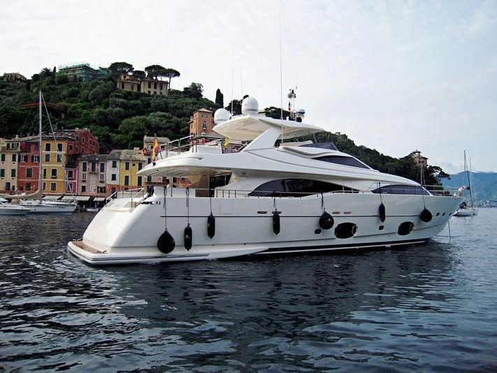 a white boat in the water aboard TIO CARLOS Yacht for Sale
