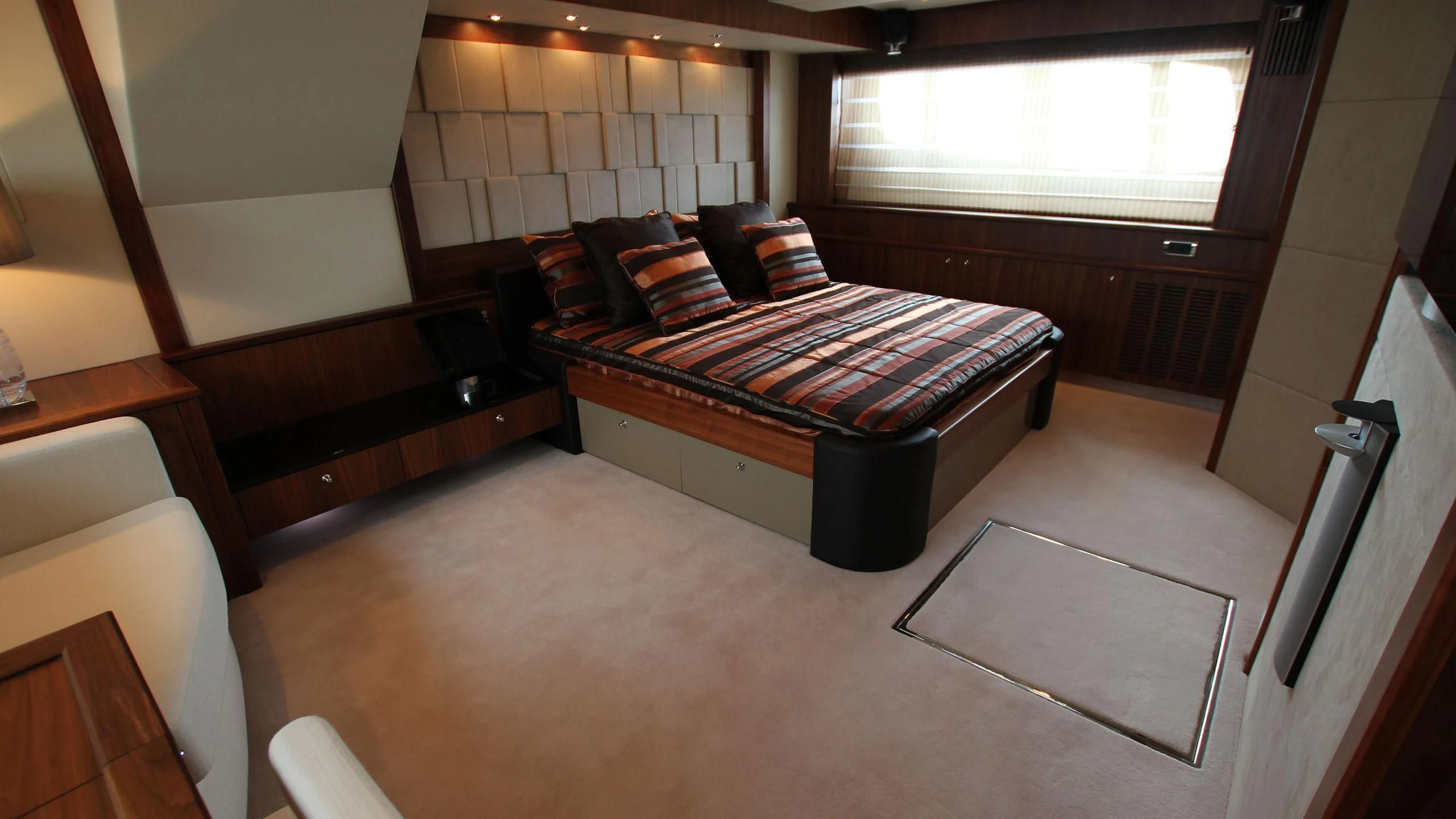 a room with a bed and a window aboard ABRAHAM M Yacht for Sale