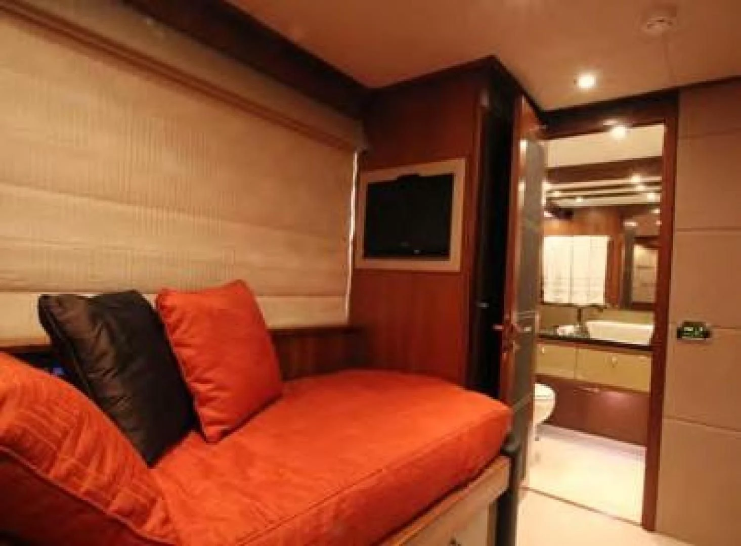 a bed in a room aboard ABRAHAM M Yacht for Sale