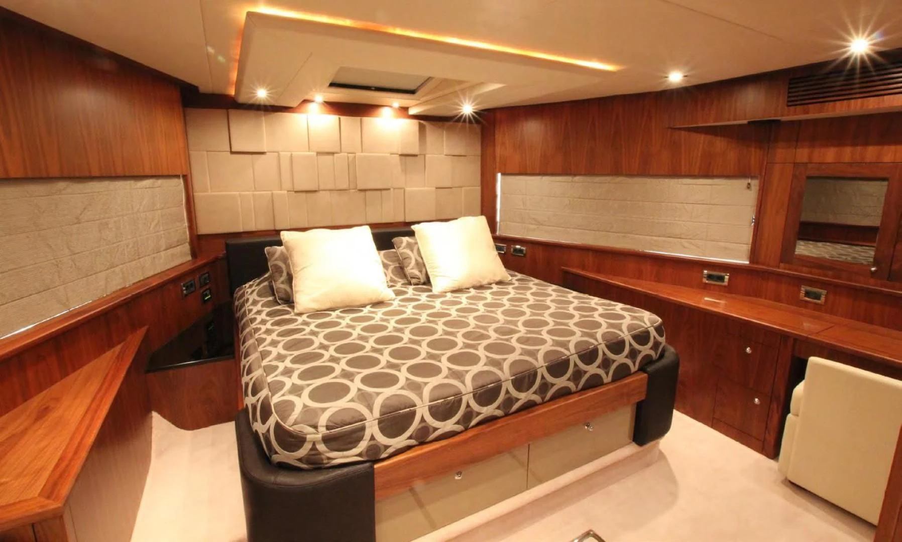 a bed in a room aboard ABRAHAM M Yacht for Sale