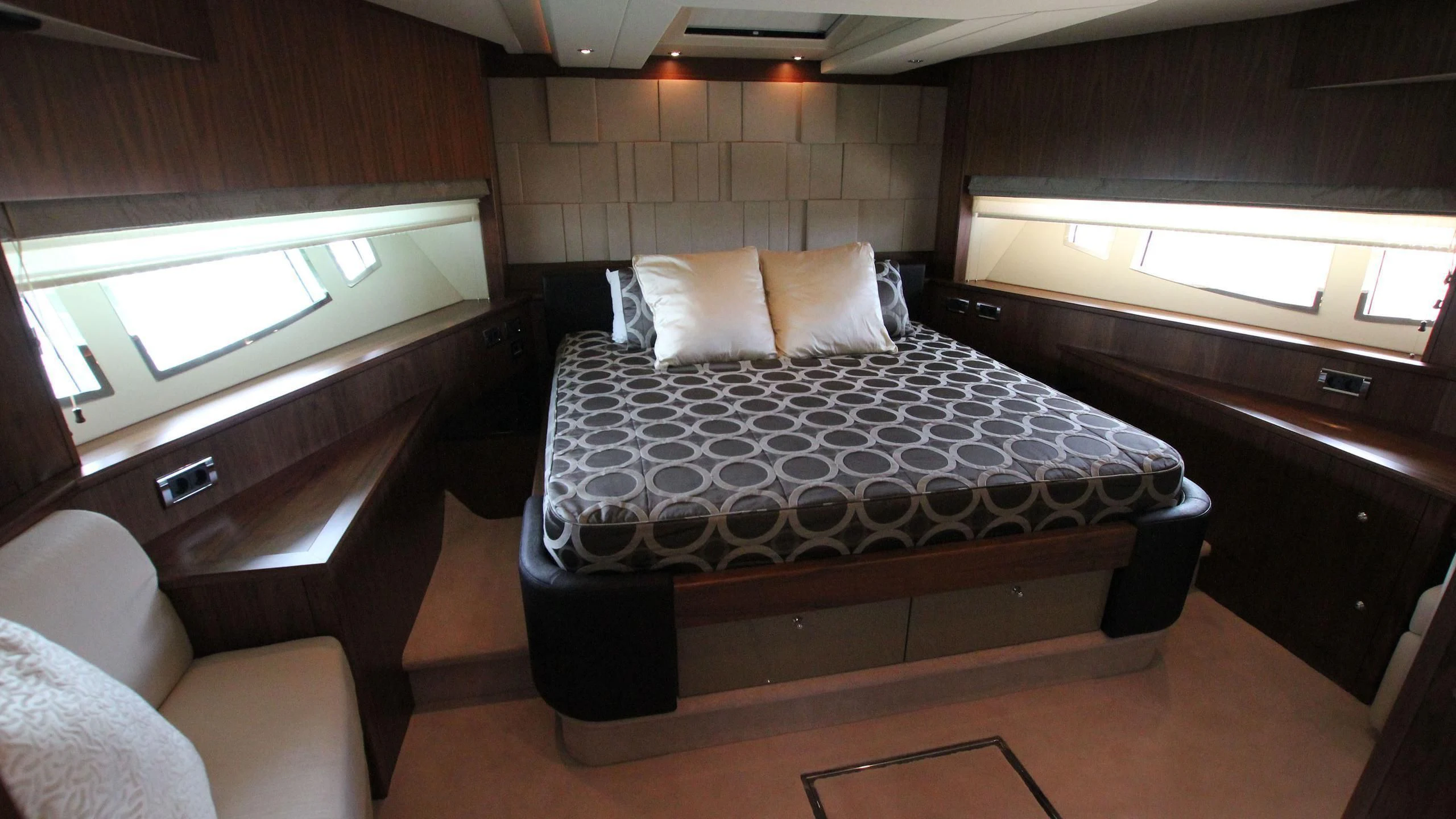 a bed in a room aboard ABRAHAM M Yacht for Sale