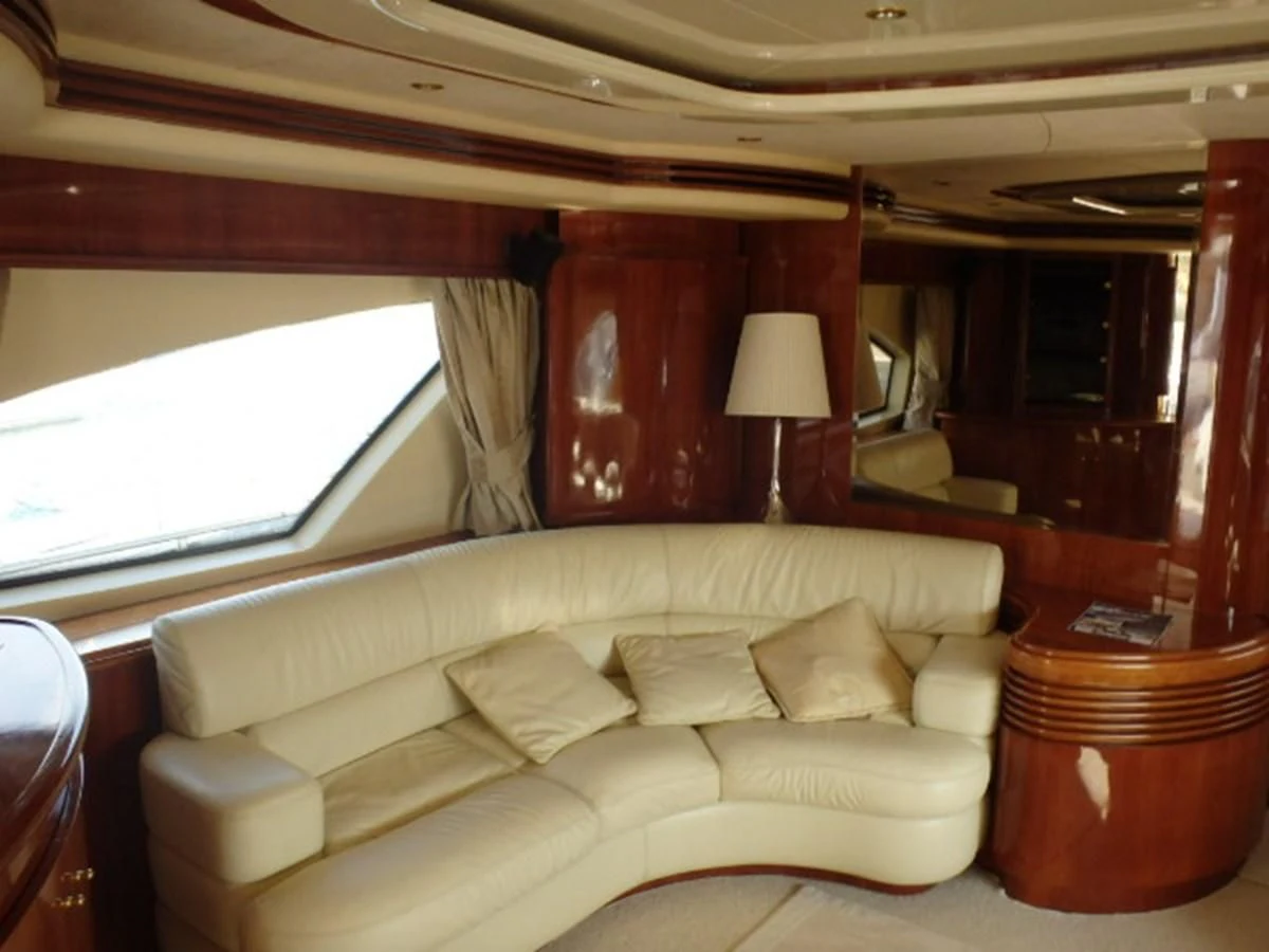 a living room with a couch aboard FREE SPIRIT Yacht for Sale