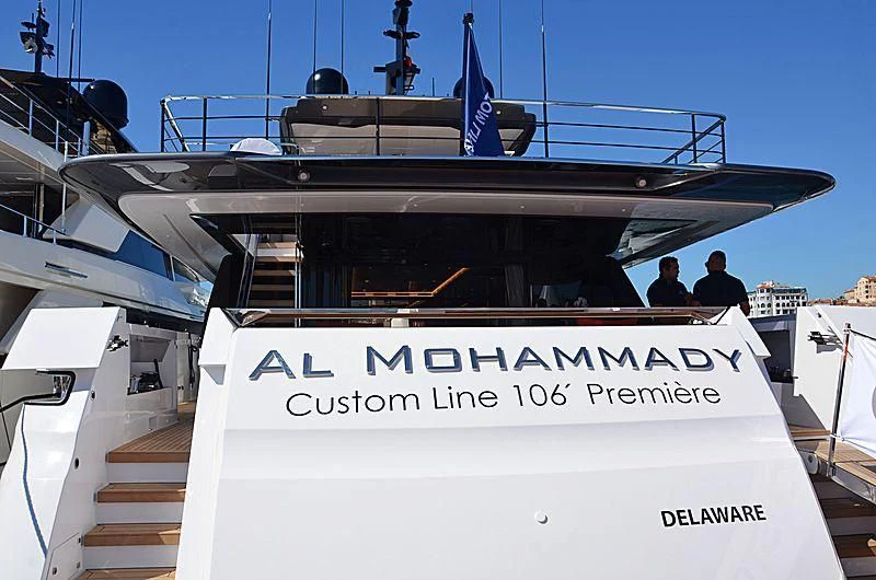 a boat with a sign on the front aboard FUNNY Yacht for Sale
