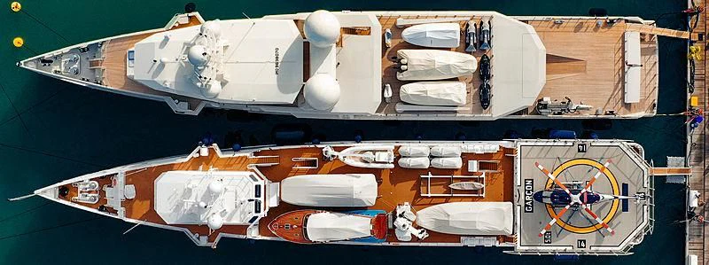 a model of a ship aboard GARCON Yacht for Sale