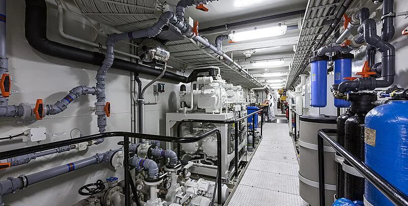 a room with machinery aboard GARCON Yacht for Sale
