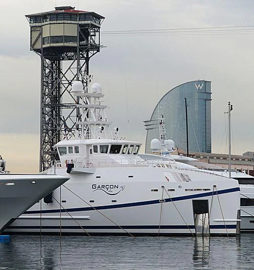 a large white boat aboard GARCON Yacht for Sale