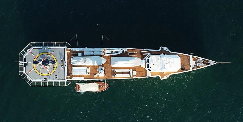 a satellite in space aboard GARCON Yacht for Sale