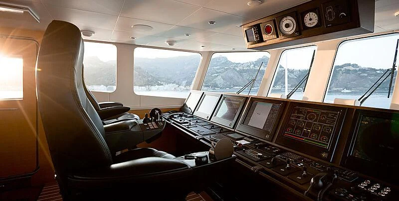 inside of a vehicle with many computers aboard GARCON Yacht for Sale