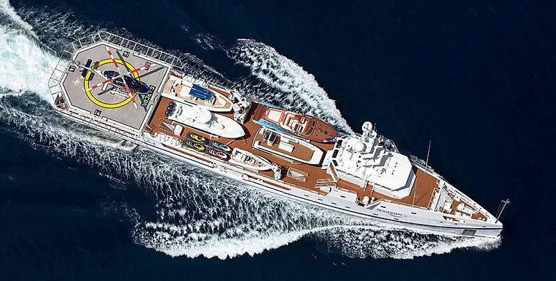 a space ship in space aboard GARCON Yacht for Sale