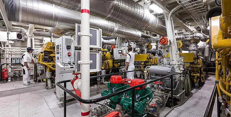 a group of people in a factory aboard GARCON Yacht for Sale