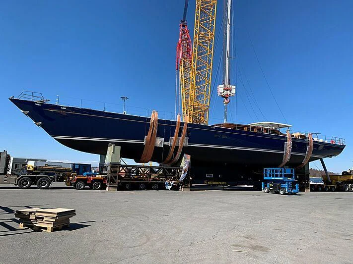 a large ship docked aboard CHRISTOPHER Yacht for Sale