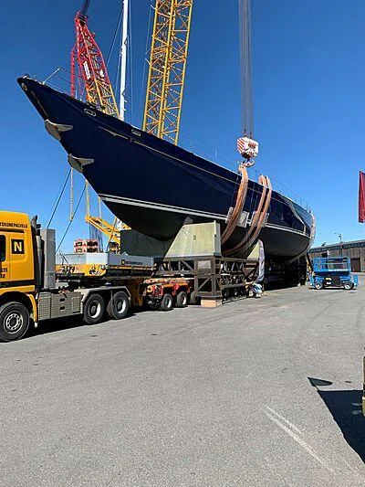 a large crane on a ship aboard CHRISTOPHER Yacht for Sale